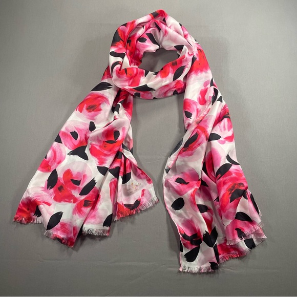 Kate Spade 100% SILK Pink Rose Garden Scarf - Picture 4 of 15